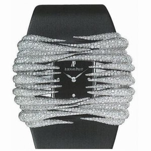 Audemars Piguet Givrine Diamond White Gold Black Satin Ladies Watch 77224BC.ZZ.A007SU.01