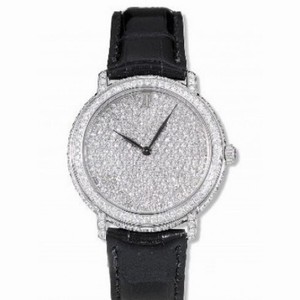 Audemars Piguet Jules Audemar Diamond Pave Dial 18kt White Gold Black Leather Men's Watch 15123BCZZA001CR01