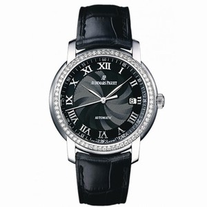 Audemars Piguet Jules Audemars Black Dial 18kt White Gold Diamond Black Leather Men's Watch 15140BCZZA002CR03
