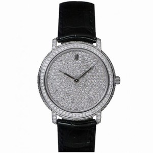 Audemars Piguet Jules Audemars Diamond Pave Dial Black Leather Ladies Watch 15123BC.ZZ.D001CR.01