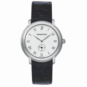 Audemars Piguet Jules Audemars Silver Dial 18kt White Gold Black Leather Men's Watch 15056BCOOA001CR02