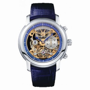Audemars Piguet Jules Audemars Skeleton Dial Platium Blue Leather Men's Watch 26353PTOOD028CR01