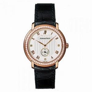 Audemars Piguet Jules Audemars White Dial 18kt Rose Gold Black Leather Men's Watch 15103ORZZA001CR01