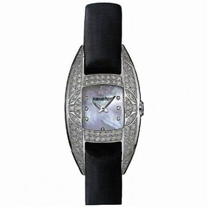 Audemars Piguet Mother of Pearl Diamond Dial 18kt White Gold Black Satin Ladies Watch 67439BCZZA004SU01