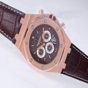 Audemars Piguet Royal Oak 26161OR.OO.D088CR.01 Brown Dial Round Rose Gold Case Watch