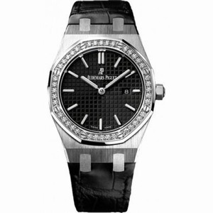 Audemars Piguet Royal Oak Diamond Black Dial Stainless Steel Ladies Watch 67651st.zz.d002cr.01