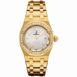 Audemars Piguet Royal Oak Diamond Silver Dial 18 kt Yellow Gold Ladies Watch 67601BA.ZZ.1230BA.01