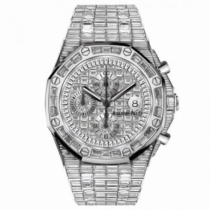 Audemars Piguet Royal Oak Offshore 18 Carat White Gold Baguette Diamond Paved Dial Automatic Men's Watch 26473BC.ZZ.8043BC.01