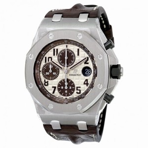 Audemars Piguet Royal Oak Offshore Ivory Dial Brown Alligator Leather Men's Watch 26470STOOA801CR01
