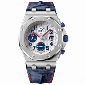 Audemars Piguet Royal Oak Offshore Silver Dial Blue Leather Men's Watch 26208STOOD305CR01