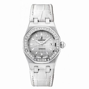 Audemars Piguet Royal Oak White Guilloche Leather Men's Watch 67601ST.ZZ.D012CR.01