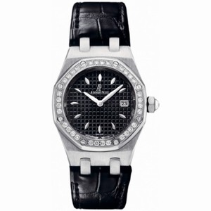 Audemars Piguet Royal Oaks Diamond Black Leather Ladies Watch 67621ST.ZZ.D002CR01
