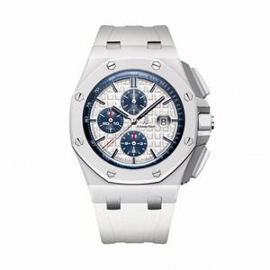 Audemars Piguet Silver Dial Ceramic White Rubber Men's Watch 26402CBOOA010CA01