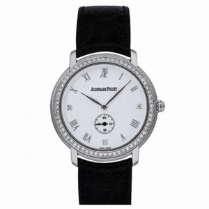 Audemars Piguet White Dial 18kt White Gold Black Leather Unisex Watch 15103BCZZA001CR02