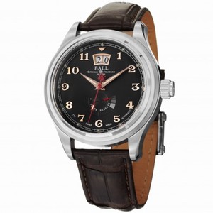 Ball Train Cleveland Automatic Black Dial Leather Men's Watch PM1058DL1JBKBR