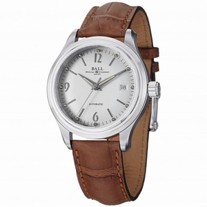 Ball Train Streamliner Automatic Silver Dial Leather Men's Watch NM1060D-LJ-WH