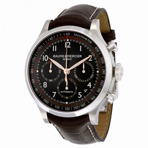 Baume and Mercier Capeland Black Dial Brown Alligator Leather Men's Watch 10067