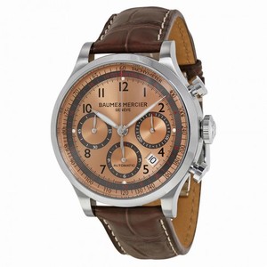 Baume and Mercier Capeland Brown Sun Satin Dial Chronograph Men's Watch 10045