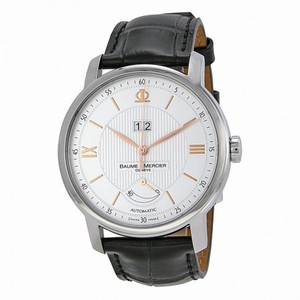 Baume and Mercier Classima Silver Dial Black Leather Men's Watch 10142