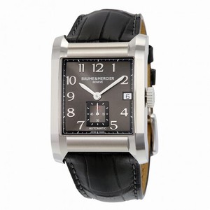Baume and Mercier Hampton Milleis Black Dial Leather Men's Watch 10027