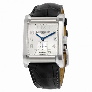 Baume and Mercier Hampton Silver Dial Black Leather Men's Watch 10026