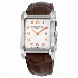 Baume and Mercier Hampton Silver Dial Brown Leather Ladies Watch 10018