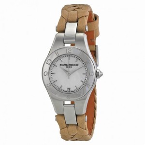 Baume and Mercier Linea Mother of Pearl Dial Beige Leather Ladies Watch 10116