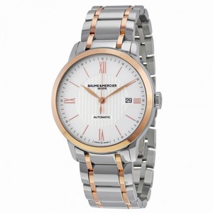 Baume et Mercier Classima Silver Opaline Dial Stainless Steel and 18kt Rose Gold  Men's Watch 10217