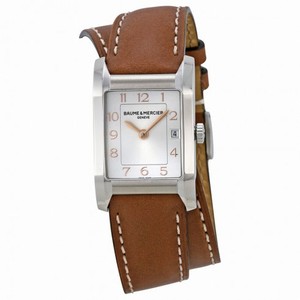 Baume et Mercier Hampton Silver Dial Leather Strap Ladies Watch 10110