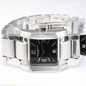 Baume Mercier Hampton Milleis 8478 Square Stainless Steel Case Black Dial Watch