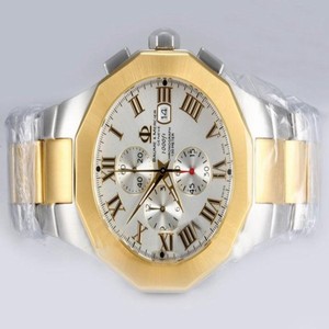 Baume Mercier Riviera XXL 8625 Silver 18k Gold Strap Mens Stainless Steel with 18k Gold Bezel Watch