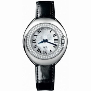 Bedat No 2 Mother of Pearl Dial Diamond Black Leather Ladies Watch 228.030.900