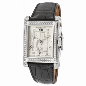 Bedat No. 7 Silver Dial Chronograph Black Leather Ladies Watch 778.050.109