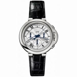Bedat No. 8 Silver Dial Chronograph Black Leather Unisex Watch 830.010.101