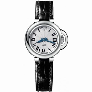 Bedat No. 8 Silver Guilloche Dial Steel Black Leather Ladies Watch 827.010.600