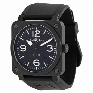 Bell and Ross Aviation Automatic Black Dial Black Rubber Men's Watch BR0392-BL-CE
