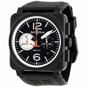 Bell and Ross Aviation Black and White Dial Chronograph Automatic Men's Watch BR0394-BW-CA