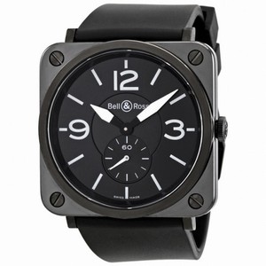 Bell and Ross Aviation Black Dial Black Ceramic Case Unisex Watch BRS-BLK-CER-RUBB
