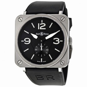 Bell and Ross Aviation Black Dial Black Rubber Men's Watch BRS-BL-ST-SRB