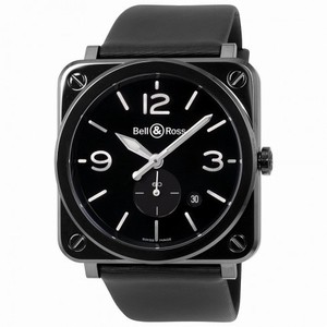 Bell and Ross Aviation Black Dial Black Rubber Men's Watch BRS-BL-CE-SAT