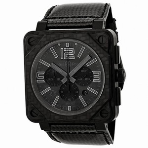 Bell and Ross Aviation Black Phantom Dial Carbon Fiber Rubber Men's Watch BR0194-CA-FIBER-PH
