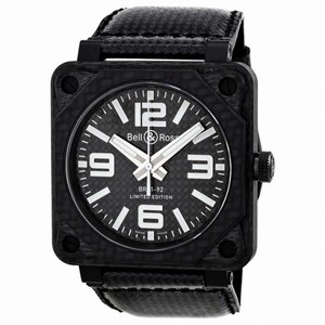 Bell and Ross Aviation Carbon Fiber Black Dial 46 MM Automatic Men's Watch BR-01-92-CARBON-FIBER