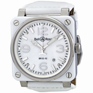 Bell and Ross Aviation Mother of Pearl White Ceramic Men's Watch BR0392-WHT-CER