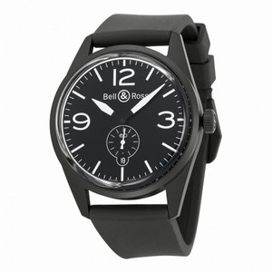 Bell and Ross Aviation Original Carbon Black Dial Black Rubber Men's Watch BLRBR123-BL-CB