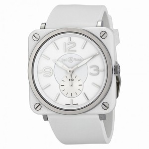 Bell and Ross Aviation White Dial Ceramic Unisex Watch BRS-WHT-CER-RUBB
