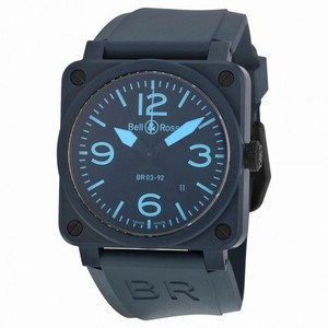 Bell and Ross Black Dial Automatic Blue Rubber Men's Watch BR0392-CREAM-BLUE