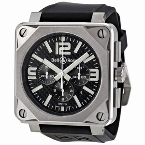 Bell and Ross Chronograph Automatic Black Carbon Fiber Black Rubber Men's Watch