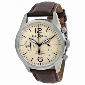 Bell and Ross Chronograph Beige Dial Brown Leather Men's Watch RBRV126-BEI-ST-SCA
