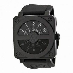 Bell and Ross Compass Black Dial and Black Rubber Strap Men's Watch BR01-92-COMCARBN