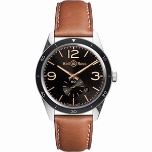 Bell And Ross Heritage Automatic Black Dial Golden Tan Leather Men's Watch RBRV123-GH-ST-SCA